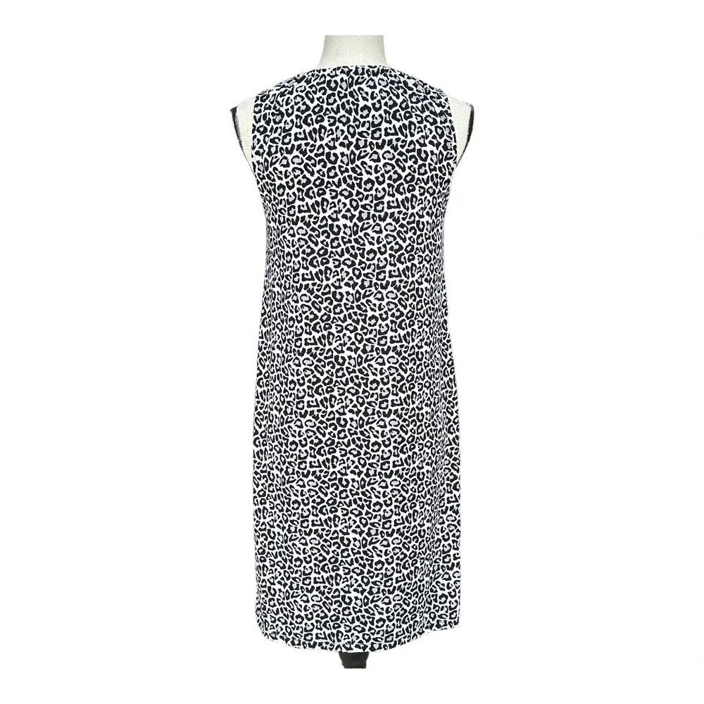Michael‎ Kors Women Sleeveless Casual Dress BLACK White Print TASSEL Size XS